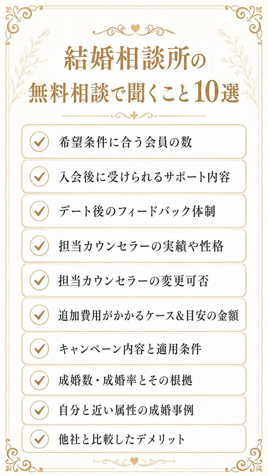 結婚相談所の無料相談で聞くこと